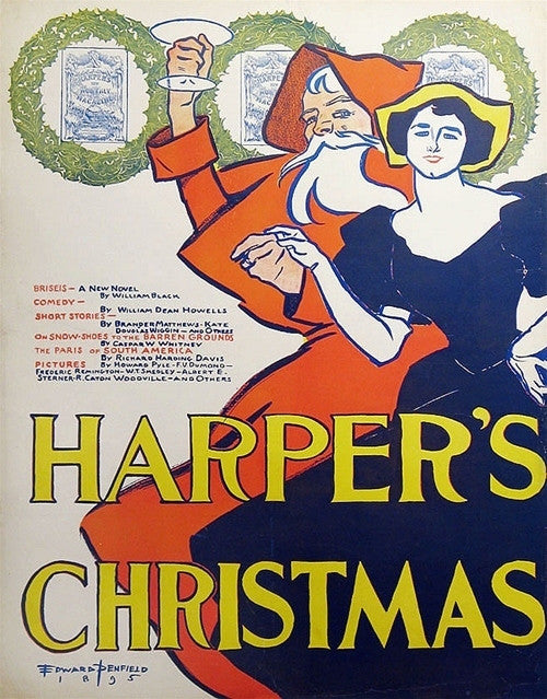 Original American Literary Poster, Penfield, Harper's Christmas DFP 351,  1895