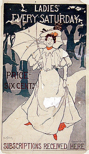Original American Literary Poster, Smith, Curtis, Ladies' Every Saturday, c 1896