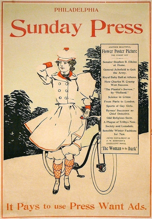 Original American Literary Poster, Brill, Philadelphia Sunday Press, c. 1895