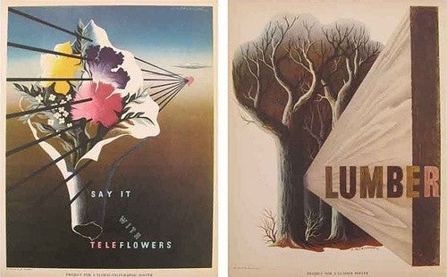 A.M. Cassandre - Say it with Teleflowers & Lumber (Two Sided Print), 1938