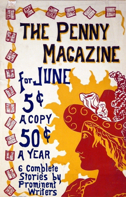 Original American Literary Poster, THE PENNY MAGAZINE, JUNE 1896