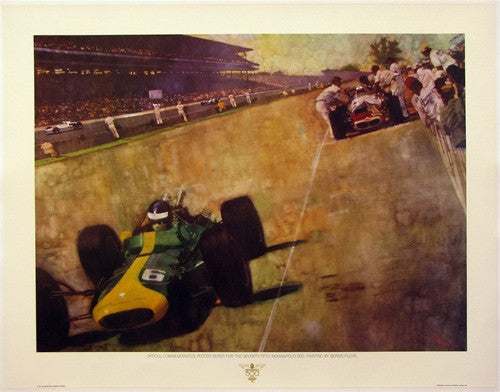 SEVENTY-FIFTH INDIANAPOLIS 500 RACING original poster backed by Fuchs
