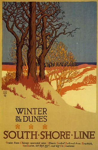 Oscar Rabe Hanson - Winter in the Dunes - South Shore Line - Numbered Limited Edition