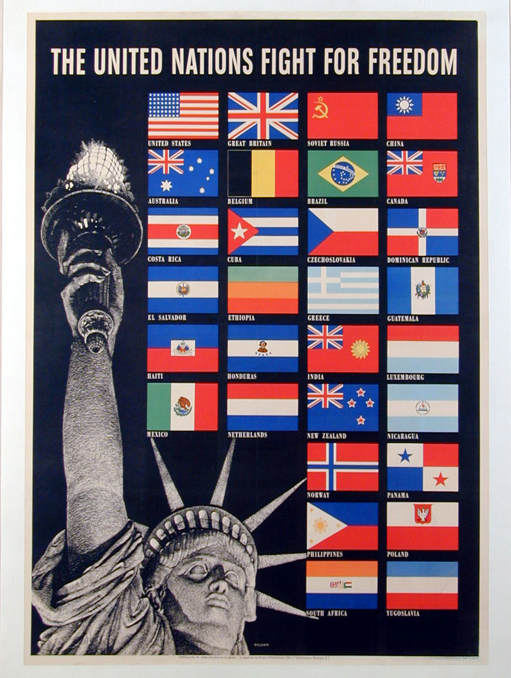 Original WWII poster - THE UNITED NATIONS FIGHT FOR FREEDOM by Broder