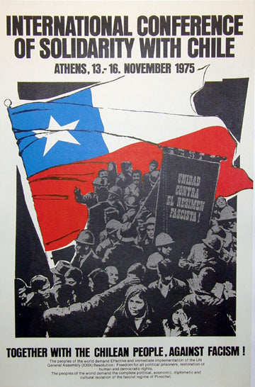 CHILE INTERNATIONAL CONFERENCE OF SOLIDARITY WITH CHILE ORIGINAL 1973 POSTER