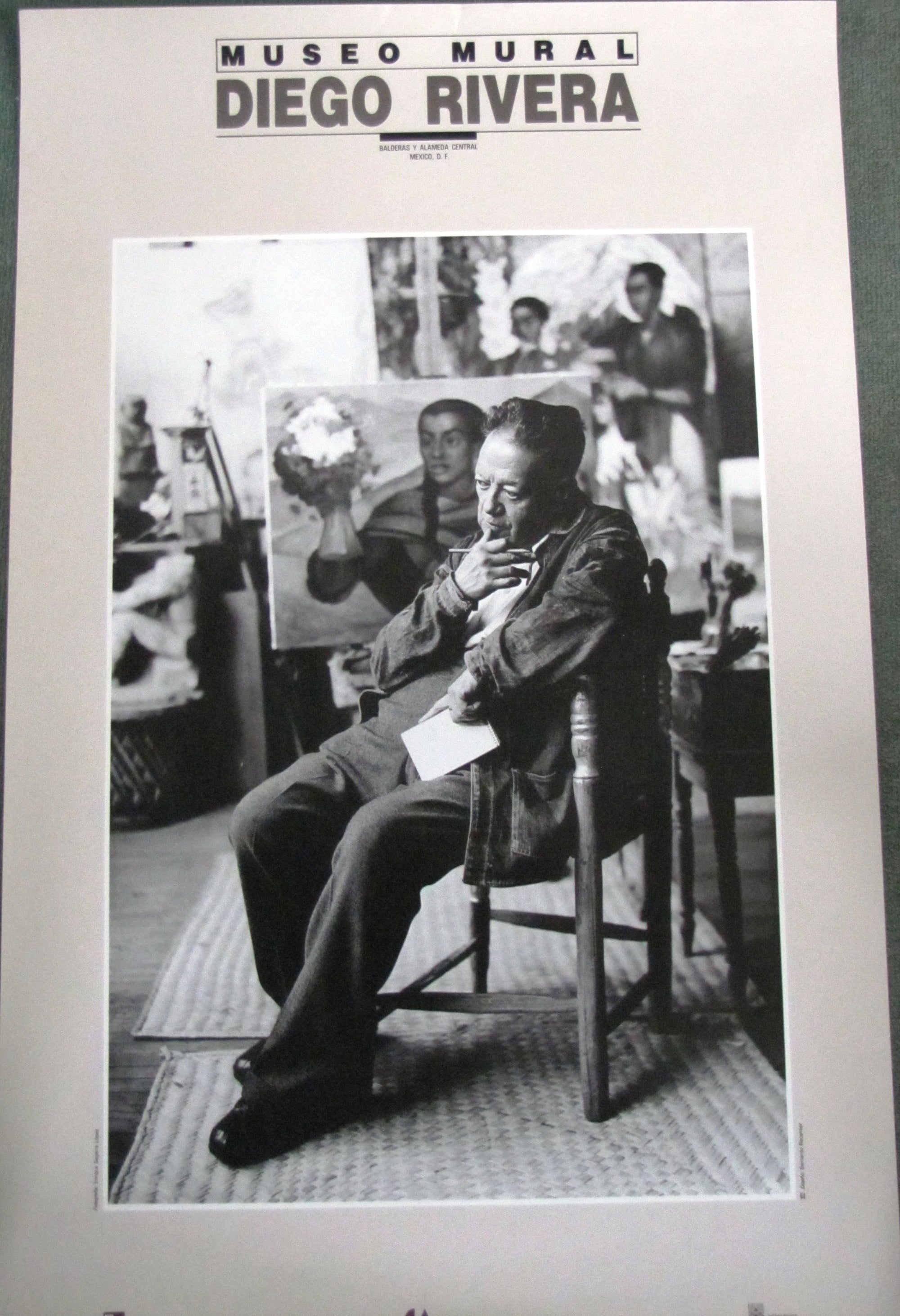 DIEGO RIVERA - photo poster of him thinking from an exhibit at the Museo Mural