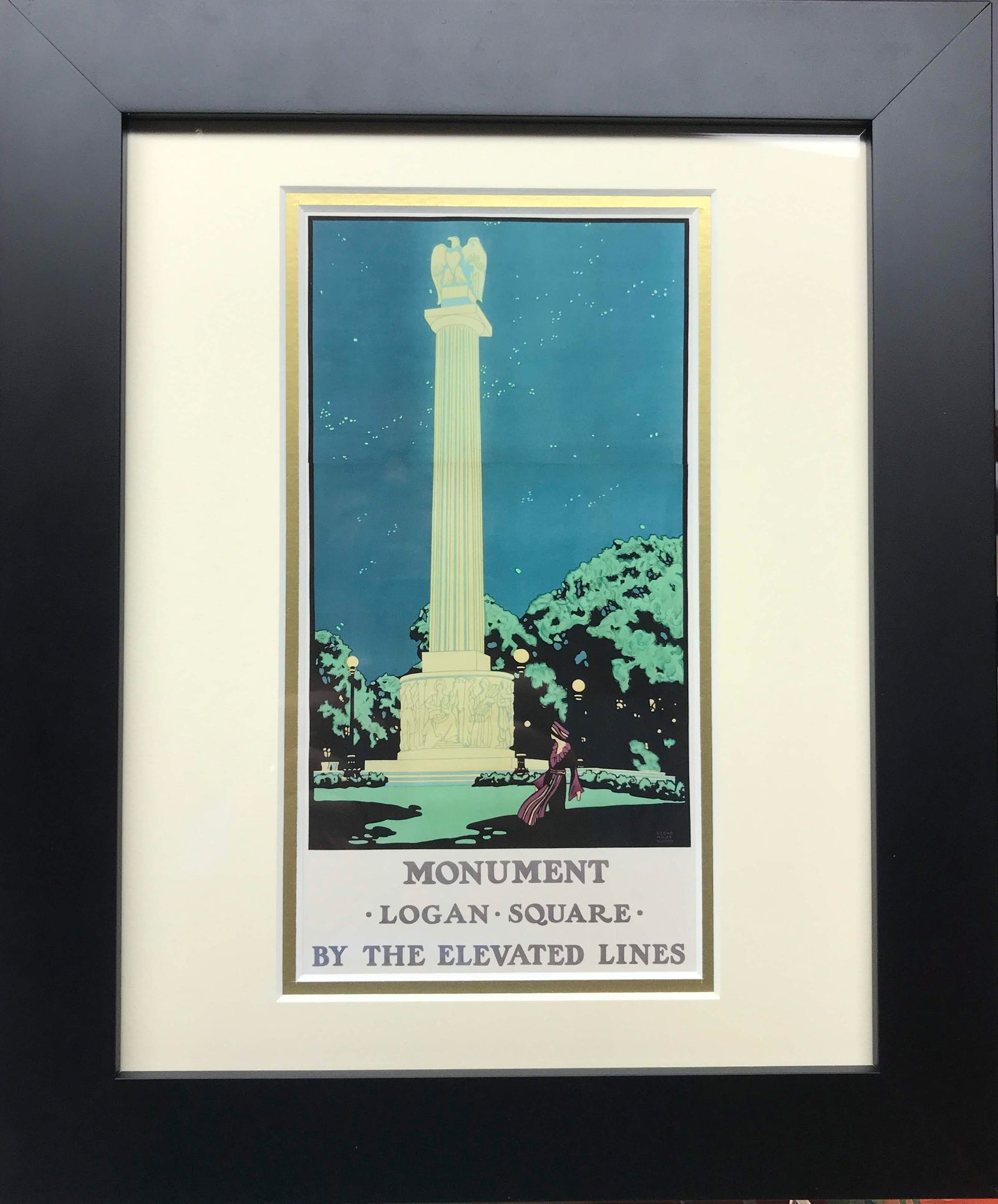 Logan Square Monument - Matted and Framed