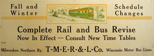 Anonymous, T-M-E-R-&amp;-L-Co. Milwaukee Northern Railway - Wisconsin Motor Bus Lines, c. 1926