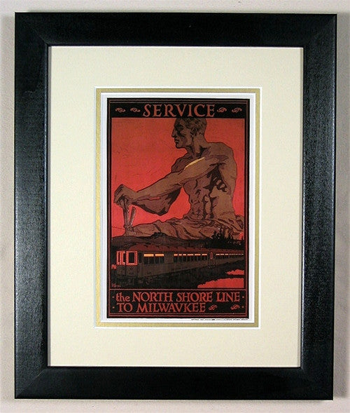 Service by the North Shore Line to Milwaukee - Matted And Framed
