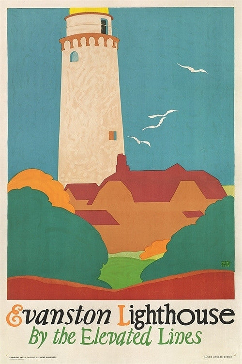 Ervine Metzl, Evanston Lighthouse by the Elevated Lines - Numbered Limited Edition