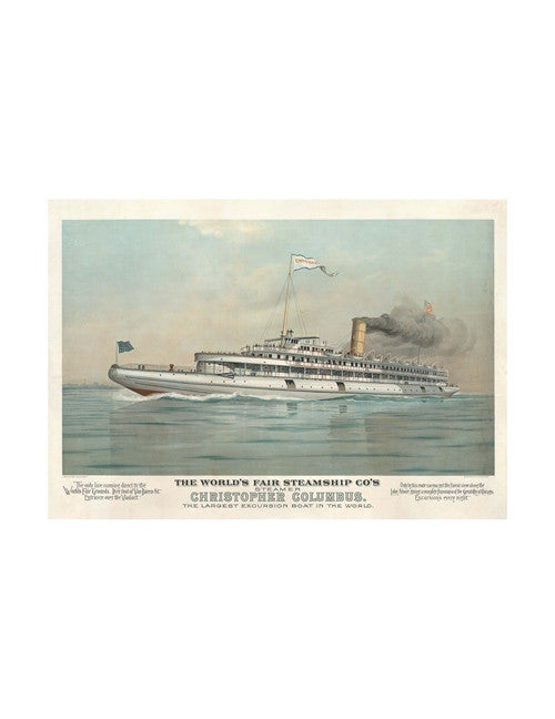 Gugler Litho, 1893 Christopher Columbus Steamship - Columbian Exposition - Numbered Limited Edition