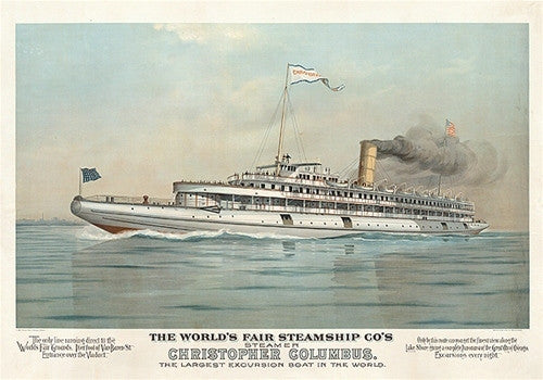 Gugler Litho, 1893 Christopher Columbus Steamship - Columbian Exposition - Numbered Limited Edition