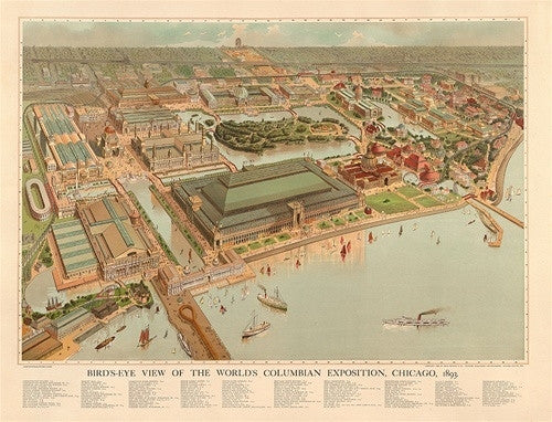 Bird's Eye View of the Columbian Exposition, 1893 (repro) - Numbered L ...