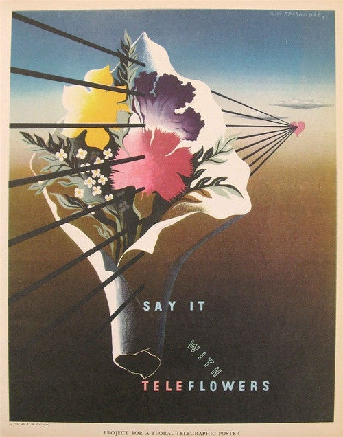 A.M. Cassandre - Say it with Teleflowers &amp; Lumber (Two Sided Print), 1938