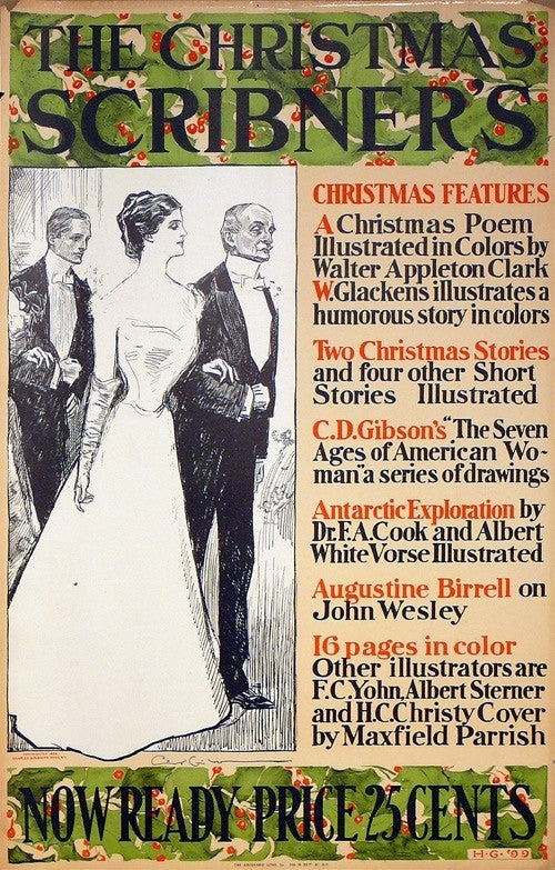 Original American Literary Poster, Gibson C.D., The Christmas Scribner's, 1899