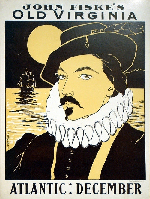 Original American Literary Poster, Flagg, Atlantic December, Fiske's Old Virginia  1895