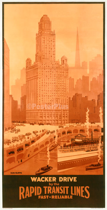 Wacker Drive Chicago by the Rapid Transit Lines